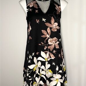 Floral Sleeveless Black Dress